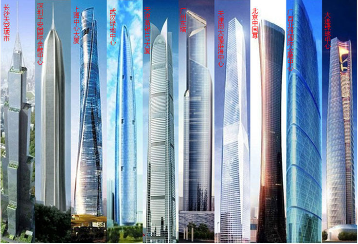 中国已建470座摩天楼 规划在建中还有800余座