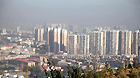 Xining, capital of northwest China's Qinghai Province is shrouded in haze, Oct. 9, 2013.