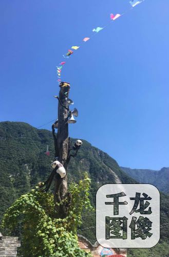 宝兴县雪山村路旁的熊猫标志