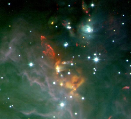 望远镜拍到猎户座婴儿恒星的高速喷射气流