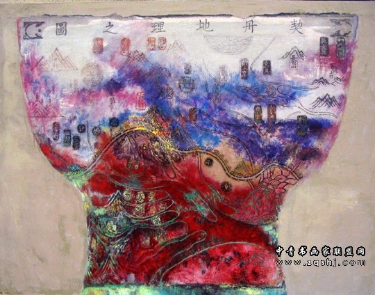 《中国容器No.5-契丹地理图》114cmx146cm 2008年