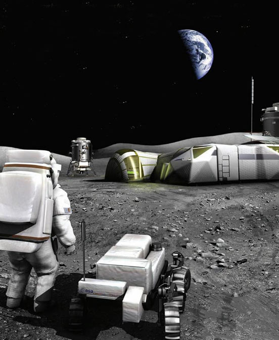 根据艺术家的想象描绘出的未来人类月球基地。
