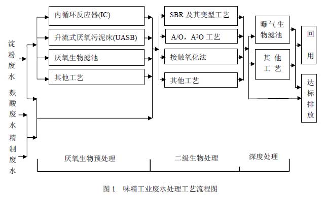 图1 味精工业废水处理工艺流程图