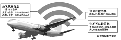 国航无线局域网航班明日试运营 手机仍不能上网