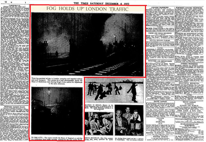 《泰晤士报》1952年12月6日对大雾天气报道的图片
