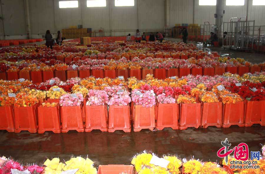 昆明国际花卉拍卖交易中心位于昆明市呈贡区的斗南镇，是全球第二大花卉拍卖市场。中国网/中国发展门户网 魏博 摄