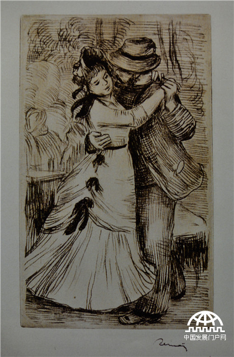 皮埃尔-奥古斯特·雷诺阿 乡村中的舞者 12x9 绘画