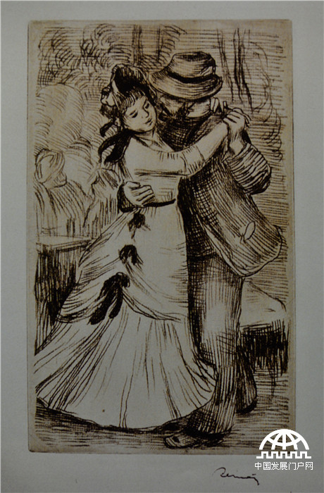 皮埃尔-奥古斯特·雷诺阿 乡村中的舞者 12x9 绘画