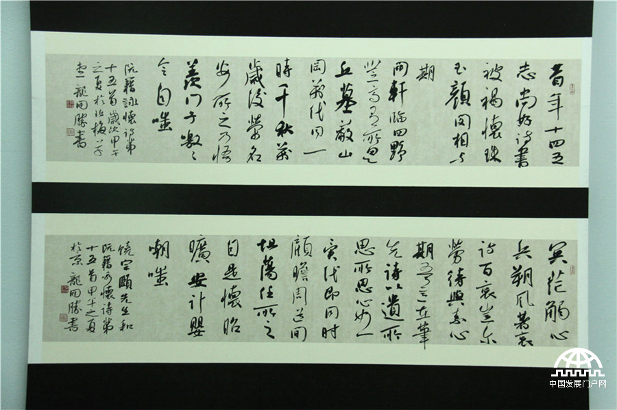 由中国书法家协会、中国美术馆、解放军美术书法研究院、空军政治部宣传部、北京书法家协会主办的“古今咏怀”龙开胜书阮籍·饶宗颐咏怀诗作展于1月8日在中国美术馆举行。