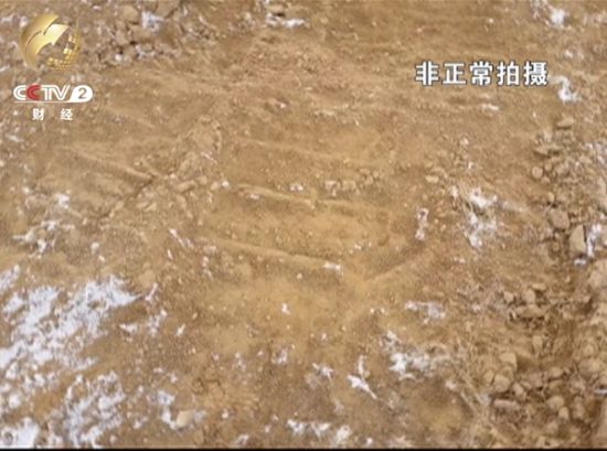 清晰可見的車輪印和被挖出的土
