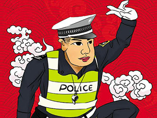 上海:警察版门神走红 点击量破300万_中国发