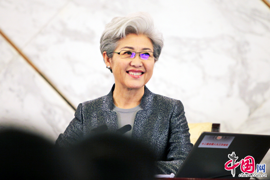 十二届全国人大三次会议副秘书长、发言人傅莹。 中国网记者 董宁摄影