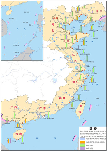 2014年监测区域海洋垃圾数量分布
