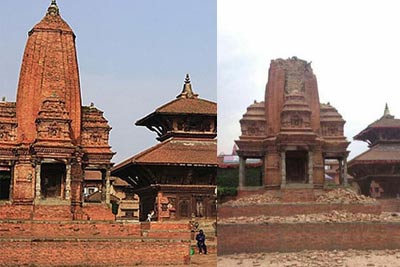 尼泊尔的杜巴广场神庙损毁严重