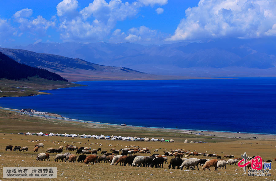 赛里木湖古称“净海”，是新疆海拔最高、面积最大的高山湖。中国网图片库 杨东摄