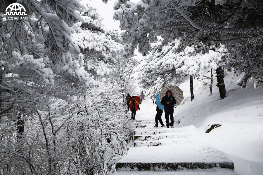 黄山迎来入冬最强降雪 积雪深度18厘米