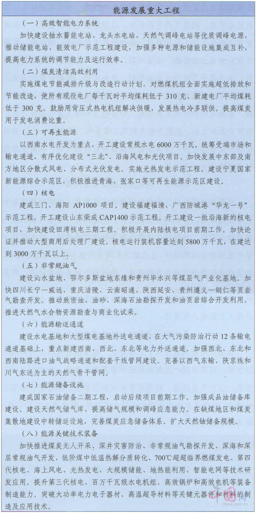 能源发展重大工程