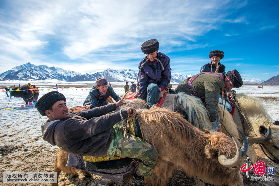 摔跤见力气，叼羊见勇气”。谁的骑术好，谁敢勇往直前，谁就能夺得无头羊，并放在指定目标，成为比赛的优胜者。中国网图片库 祁军 摄