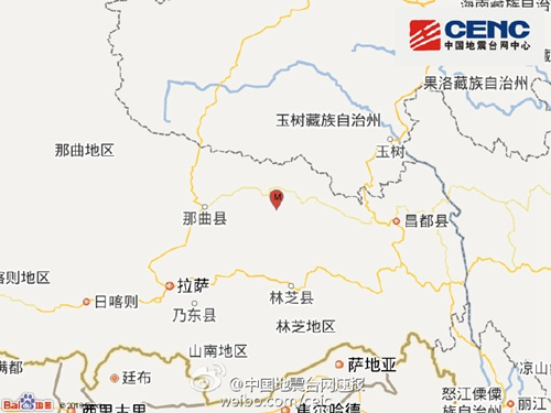 西藏那曲地区比如县发生3.1级地震震源深度8千米