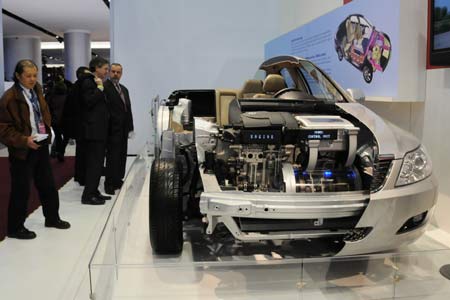 China's BYD F6DM, powered by electric motors and gasoline engine, is displayed at the North American International Auto Show (NAIAS), in Detroit, the United States, on January 11, 2009. 