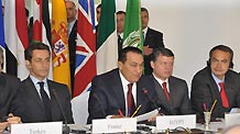 (From L to R) French President Nicolas Sarkozy, Egyptian President Hosni Mubarak, Jordanian King Abdullah II, Spanish Prime Minister Jose Luis Rodriguez Zapatero are seen at a press conference after an international summit on Gaza crisis on Gaza in the Egyptian Red Sea resort of Sharm el-Sheikh on January 18, 2009. [Xinhua]