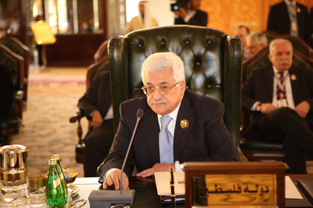 Palestinian President Mahmoud Abbas (front) attends the Arab Economic, Social and Development Summit in Kuwait City, Kuwait, on January 19, 2009. 