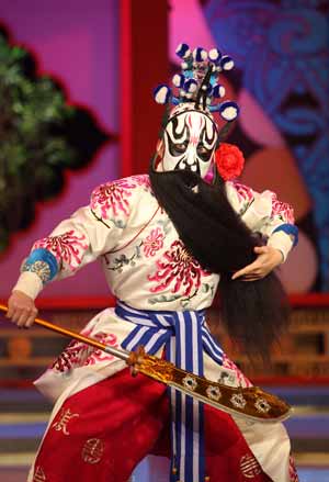 Xi Zhonglu, a Peking opera performer, performs during a dress rehearsal in China's biggest TV station, CCTV, in Beijing, capital of China, on January 10, 2009. China's annual televised Spring Festival (Lunar New Year) Gala, a traditional centerpiece of celebrations to mark the country's most important festival, will be on in the evening of January 25, 2009.