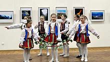 Students perform folk dance in the Historical and Cultural Museum of Belarus in Minsk, the capital of Belarus, on January 22, 2009. Members of the Chinese Embassy in Minsk celebrate Chinese lunar New Year with hundreds of teachers and students of Belarus.