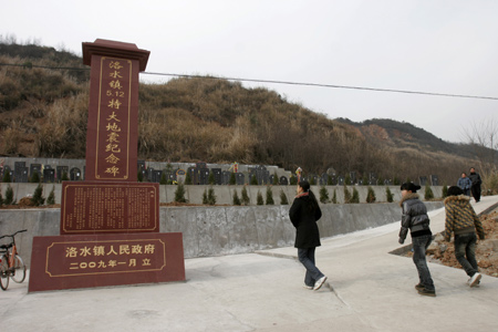 Young Chinese go to a graveyard to mourn their deceased friends and family members, who were killed during the May 12, 2008 earthquake, at a graveyard in Shifang, southwest China's Sichuan Province, on January 24, 2009, ahead of the Chinese Lunar New Year.