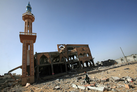 Picture taken on January 25, 2009 shows a destroyed school in Rafah, southern Gaza Strip.