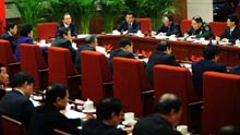 Chinese Premier Wen Jiabao presides over a forum to get suggestions to improve the government work report from leaders of non-communist parties, All-China Federation of Industry and Commerce, and public figures without party affiliation, in Beijing, capital of China, on February 9, 2009.