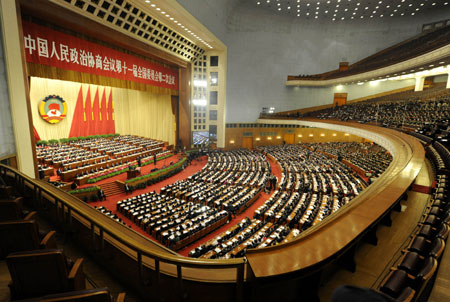 The Second Session of the 11th National Committee of the Chinese People's Political Consultative Conference (CPPCC) opens at the Great Hall of the People in Beijing, capital of China, on March 3, 2009. 