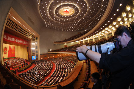 The Second Session of the 11th National People's Congress (NPC) opens at the Great Hall of the People in Beijing, capital of China, on March 5, 2009.