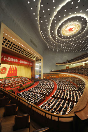 The Second Session of the 11th National People's Congress (NPC) opens at the Great Hall of the People in Beijing, capital of China, on March 5, 2009. 