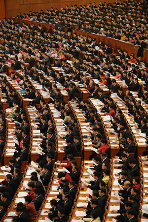 The Second Session of the 11th National People's Congress (NPC) opens at the Great Hall of the People in Beijing, capital of China, on March 5, 2009.