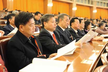 The third plenary meeting of the Second Session of the 11th National Committee of the Chinese People's Political Consultative Conference (CPPCC) is held at the Great Hall of the People in Beijing, capital of China, on March 8, 2009.