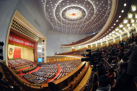 The closing meeting of the Second Session of 11th National Committee of the Chinese People's Political Consultative Conference (CPPCC) is held at the Great Hall of the People in Beijing, capital of China, on March 12, 2009. 
