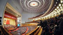 The closing meeting of the Second Session of 11th National Committee of the Chinese People's Political Consultative Conference (CPPCC) is held at the Great Hall of the People in Beijing, capital of China, on March 12, 2009.