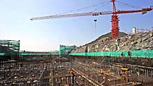 Picture taken on March 15, 2009 shows a construction site of the Sanmen Nuclear Power Project (NPP) in east China's Zhejiang Province. The first phase of the Sanmen NPP is now ready for startup.