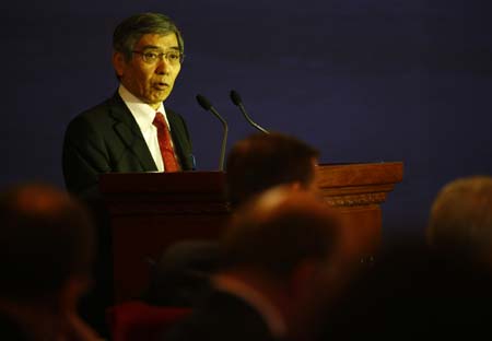 Asian Development Bank President Haruhiko Kuroda addresses the opening ceremony of China Development Forum 2009 in Beijing, capital of China, on March 22, 2009. 