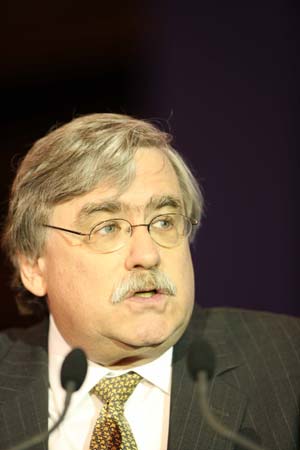 World Bank Vice President James Adams addresses the opening ceremony of China Development Forum 2009 in Beijing, capital of China, on March 22, 2009. 