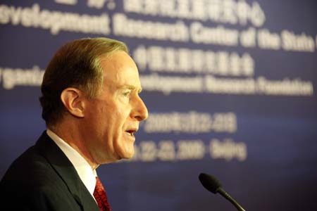 Harvard University Professor Benjamin Friedman addresses China Development Forum 2009 in Beijing, capital of China, on March 22, 2009.