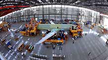 An Airbus A320 plane is assembled at a plant in north China's Tianjin municipality, on March 23, 2009. Seven A320s are being assembled here. The first plane is scheduled for delivery in June.