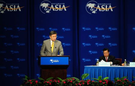 Mongolian Prime Minister Sanj Bayar addresses the opening plenary of Boao Forum for Asia (BFA) Annual Conference 2009 in Boao, a scenic town in south China's Hainan Province, on April 18, 2009. The BFA Annual Conference 2009 officially opened here on Saturday, focusing on the role of Asian countries, especially emerging economies in this region, amid the global financial crisis. 