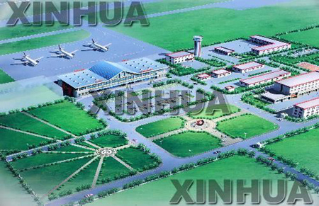Photo shows a blueprint of the Peace Airport, Xigaze Prefecture, southwestern Tibet.