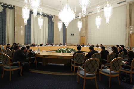 Chinese State Councilor Dai Bingguo attends a meeting of the security representatives of the BRIC countries (Brazil, Russia, India and China) in Moscow, Russia, on May 29, 2009. 