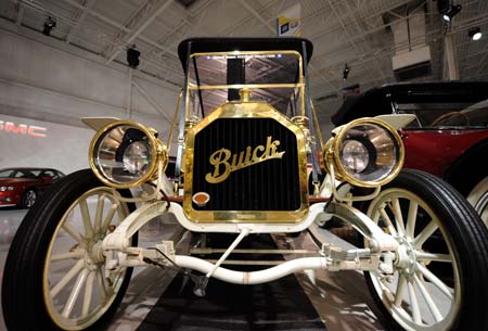 Photo taken on May 29, 2009 shows a 1908 Buick Model 10 in the GM Heritage Center in Sterling Heights, Michigan, the United States.