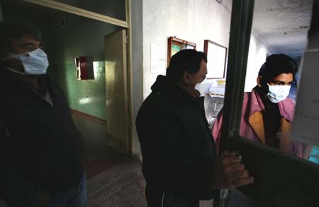 The relatives of patients are forbidden for visiting their deseased beloved one at the Pablo Soria Hospital in Jujuy Province, Argentina, on May 31, 2009. A 29-year-old patient died here recently and he was suspected of having A/H1N1. At present, Argentina has 115 confirmed cases of A/H1N1. 