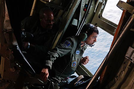 Photo released by Brazilian Air Force shows a Brazilian Air Force jet searching for the possible survivors in the air crash over the Atlantic Ocean in Brazil on June 3, 2009. 