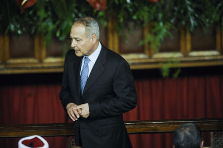 Egyptian Foreign Minister Ahmed Abul Gheit waits for the arrival of US President Barack Obama at Cairo University in Cairo, capital of Egypt, on June 4, 2009. 